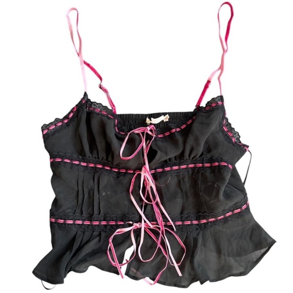 Urban Outfitters Kimchi Blue Black and Pink Corset Cami Top Size S - Picture 2 of 5
